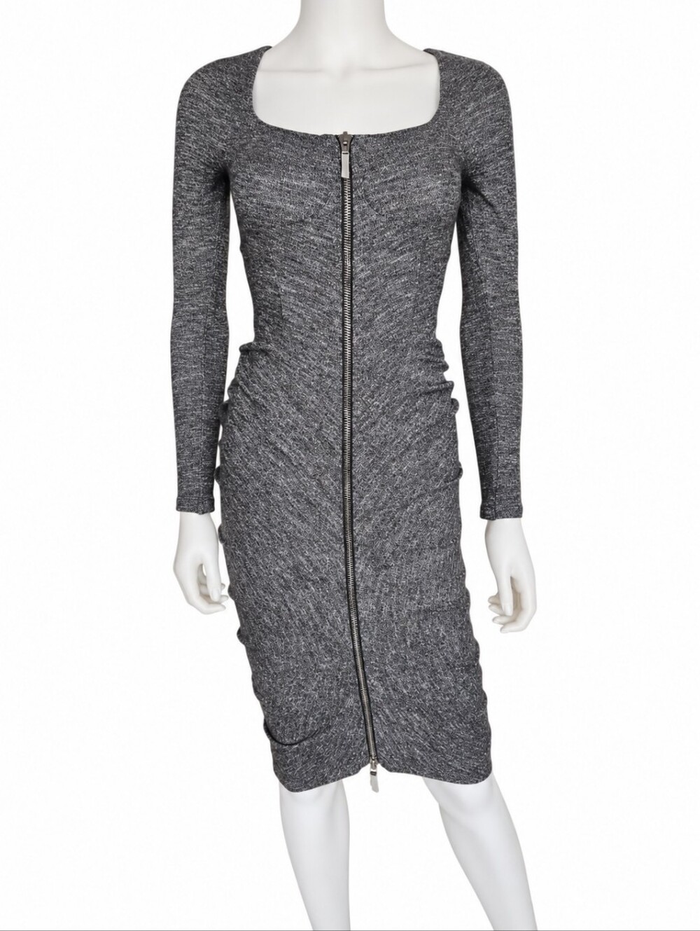 ALEXANDER MCQUEEN | Archive Knit Bodycon Dress | Double Zip Front | EU 38 / US 2